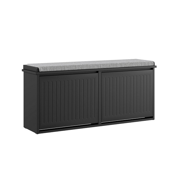 SoBuy Sitzbank mit Stauraum, mit Sitzfläche, Klappe, Sitzkissen, bis 158 kg belastbar, 100x46x26 cm, Schwarz, FSR98-XL-SCH