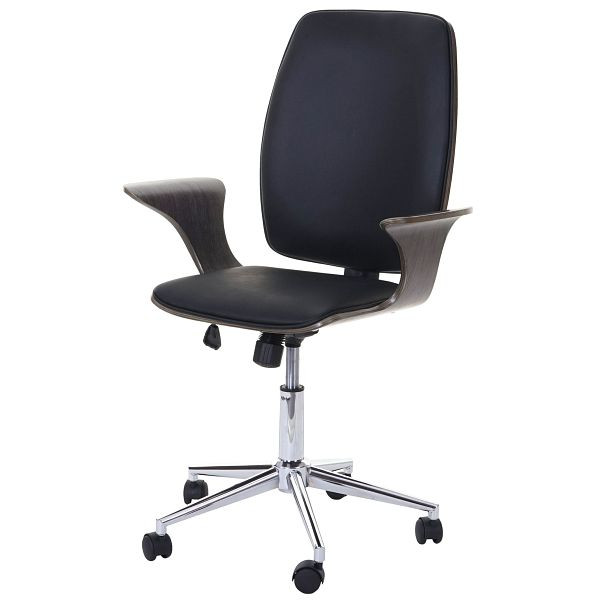Mendler Bürostuhl HWC-C54, Chefsessel Drehstuhl, Bugholz Kunstleder, grau, Bezug schwarz, 62876