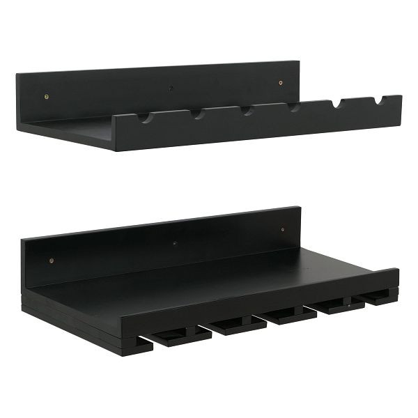 Mendler 2er-Set Weinregal HWC-P22, Glas-/Flaschenhalter Wandbar für 6 Flaschen/15 Gläser Holz FSC 61x28cm, schwarz, 139708