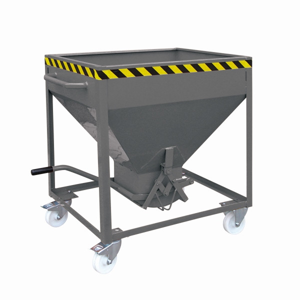 Eichinger Industrie Silobehälter auf Rollen, mittigem, per Hebel bedienbarem Auslauf, 300 Liter, anthrazitgrau, 20510400000096