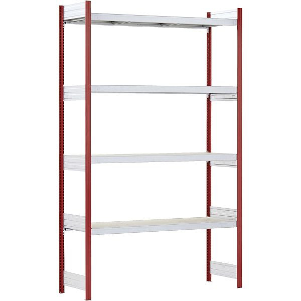 BITO Großfachregal Anbaufeld Set /350kg 2499x1512x624 4 Ebenen Spanplatte RAL3000, C1256-0029