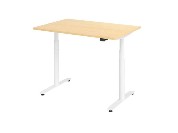 Hammerbacher Sitz-Steh-Schreibtisch elektrisch 120x80cm Ahorn/Weiß, VXDLR12/3/W