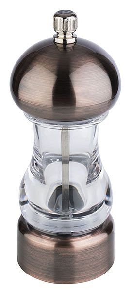 APS Pfeffermühle -COPPER-, Ø 6 cm, Höhe: 15 cm, Acryl, ABS, Farbe: Kupfer / transparent, Mahlwerk aus Carbonstahl, 40551
