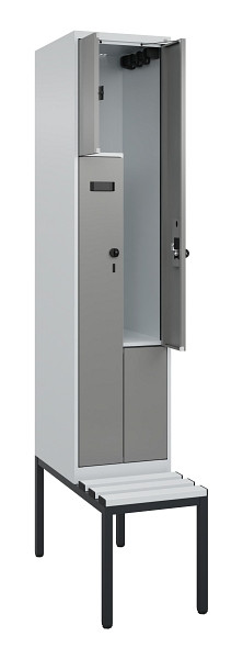 C+P Z-Spind Evolo PLUS, Bank, 2 Fächer, 2120x400x815mm, 7035/0004, Drehriegel, Sitzfläche Kunststoff, Sitzbank, 0490537-122 S10068