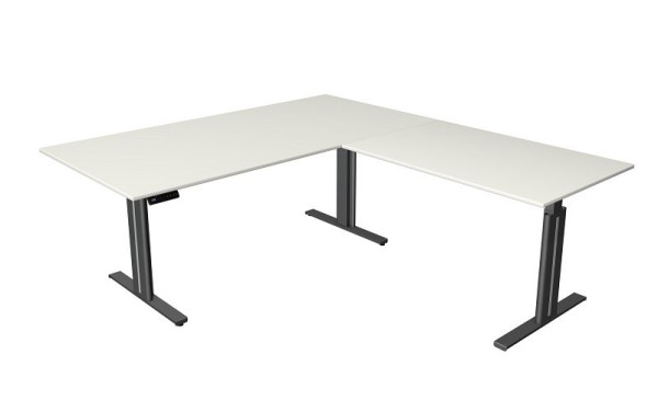 Kerkmann Sitz-/Stehtisch B 2000 x T 800 mm, mit Anbauelement 1200 x 800mm, elektrisch höhenverstellbar von 720-1200mm, Mit Memory-Funktion, weiß, 10325110