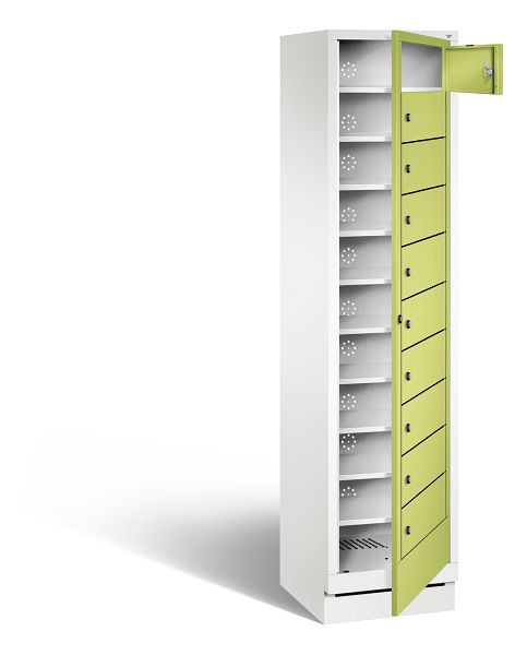 C+P Wäsche-Ausgabeschrank Evolo, H1800xB420xT500mm, Farbe: Verkehrsweiß / Viridingrün, 48160-110 S10129