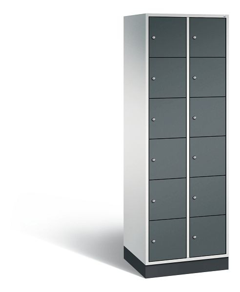 C+P Schließfachschrank Intro, 12 Fächer, H1950xB620xT490 mm, Grau/Anthrazit, 8670-201 S10066