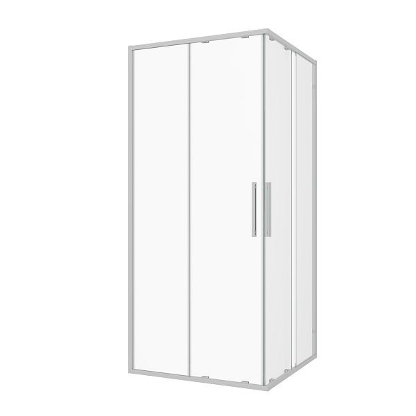 Sanotechnik Eck-Duschkabine (Halb) chrome 100x200 cm 6mm ESG Easy-Clean, SLE100