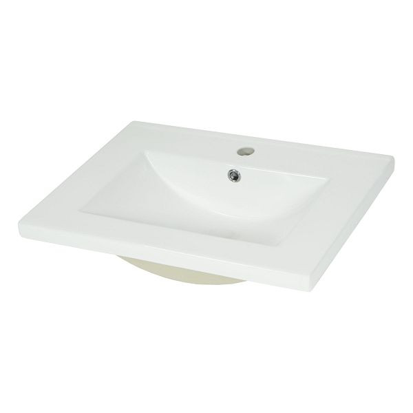 Mendler Waschbecken HWC-D16, Waschtisch Handwaschbecken Badezimmer Bad, Keramik eckig weiß, 61cm 30mm Kante, 62238