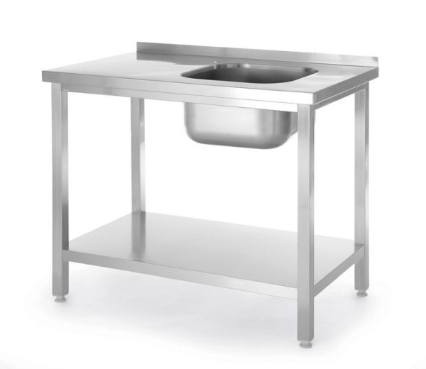Hendi Tisch mit Spülbecken links, mit Ablage 1000x600x850mm, 817025