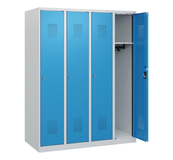 C+P Spind Evolo PLUS, 4 Abteile, 1530x1200x500mm, 7035/5012, Zylinderschloss, 0490005-40 S10031