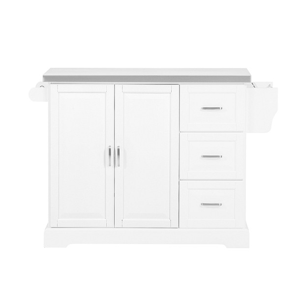SoBuy Kücheninsel mit drei Schubladen Weiß 130x71x91cm, Klassisch, FKW41-II-ST