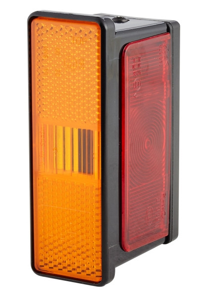 HELLA Umrissleuchte - Rear-Logic - Halogen - 12/24V - Anbau/geschraubt - Lichtscheibenfarbe: gelb/weiß/rot - links/seitlicher Anbau, 2XS 007 841-011