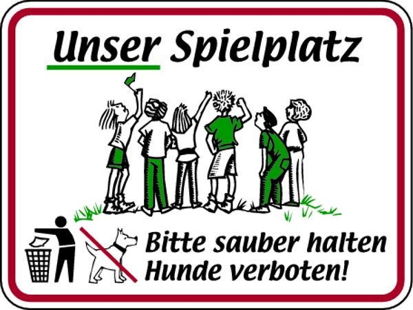 Schilder Klar Grundstücksbeschilderung Unser Spielplatz, Bitte sauber halten, 400x300x2 mm Aluminium 2 mm, 406/52