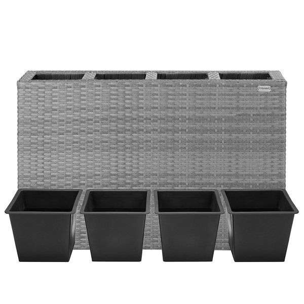 casaria Polyrattan Blumentopf Grau 95x27x60cm, 108643, 4251779106981