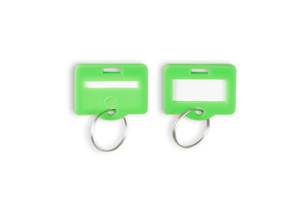 Eichner Schlüsselanhänger aus Kunststoff, mit Schlüsselring, inkl. Beschriftungsetikett, Farbe: Grün, VE: 1 Pack à 50 Stück, 9219-01414-030
