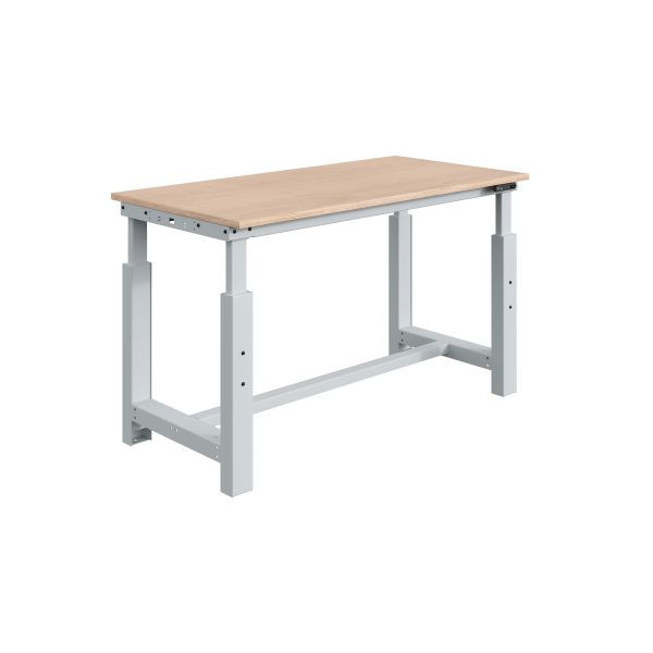SOFAME SI Werkbank, elektrisch höhenverstellbar, B 2000 x T 750 x H 724 bis 1224 mm, Multiplex-Arbeitsplatte 24 mm, Lichtgrau RAL 7035, W010010818GC