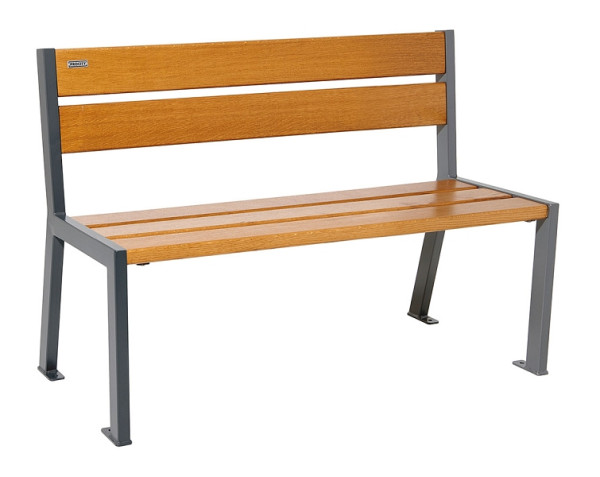 Procity Sitzbank Silaos 5 Holzlatten, 1200 mm, Ohne Armlehne, Holz & Stahl, helle Eiche/Procity Grau, 209501.GPRO.CHEC