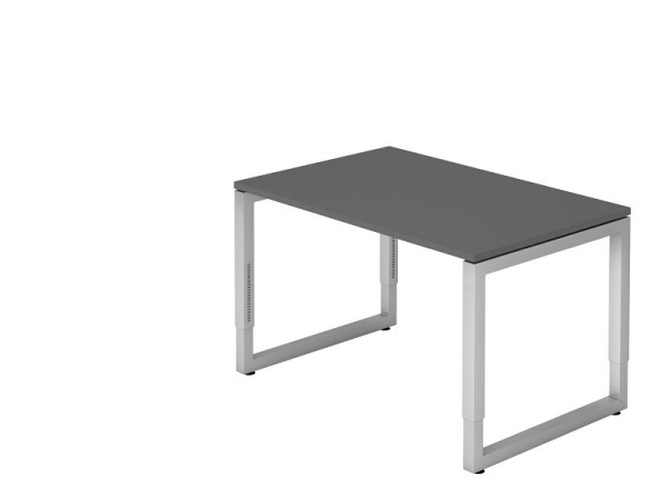 Hammerbacher Schreibtisch O-Fuß eckig 120x80cm Graphit, Rechteckform mit schwebender Tischplatte, VRS12/G/S