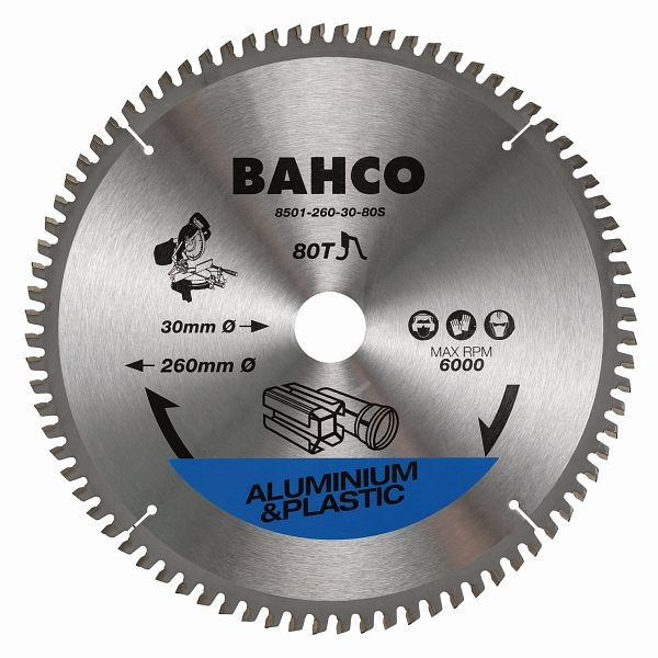 Bahco Kreissägeblatt, 305 mm, 96 Zähne, 30 mm Innen-Ø, für Alu und Kunststoff, für Gehrungssägen, 8501-305-30-96S