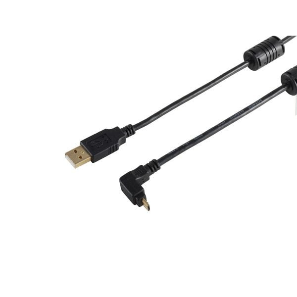 S-Conn USB Kabel 2.0, USB A Stecker auf USB Micro B Stecker 180° Winkel, oben, 1m, 13-10002