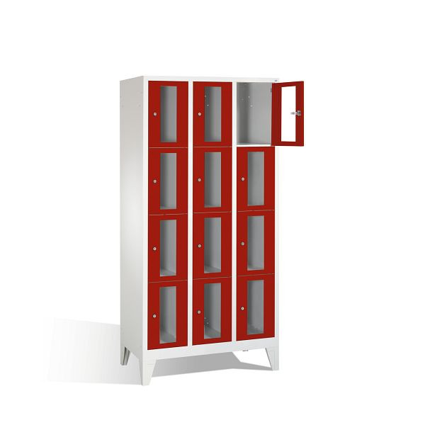 C+P Schließfachschrank Classic, H1850xB900xT500mm, Farbe: Lichtgrau / Rubinrot, 8010A304 S10001