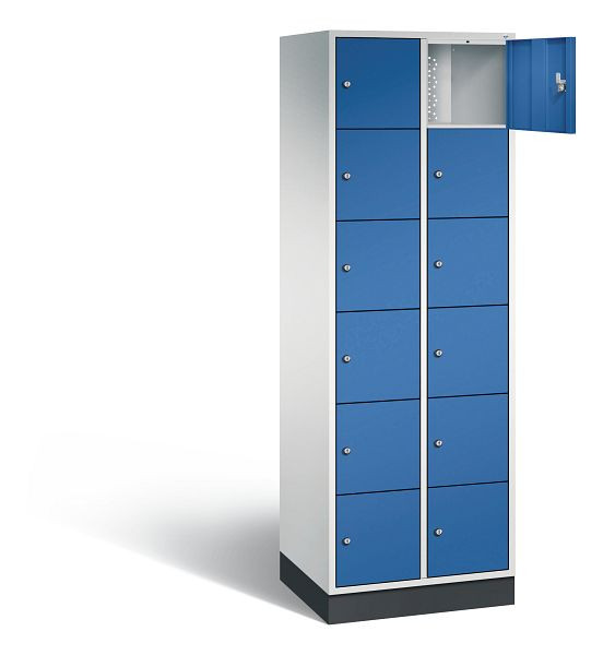 C+P Schließfachschrank Intro, H1950xB620xT490mm, Farbe: Lichtgrau / Enzianblau, 8670-201 S10034