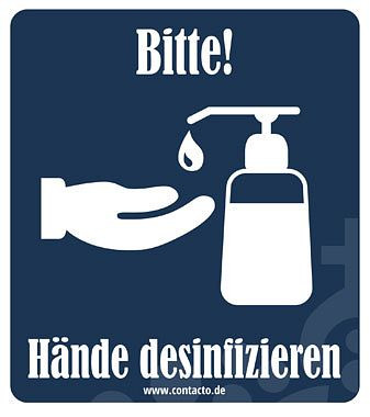 Contacto Schild ''Hände desinfizieren'', selbstklebend, 12 cm, 7592/120