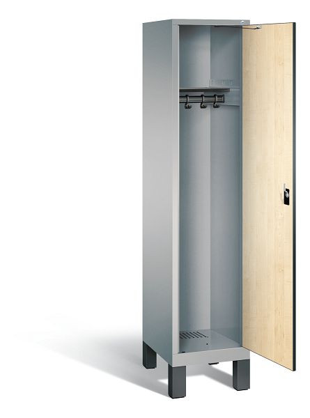 C+P Garderobenschrank Evolo, H1850xB420xT500mm, Farbe: Weißaluminium / Dekor Donau-Ahorn, 48010-12 S10276