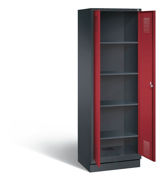 C+P Wäsche-Spind Evolo, H1800xB610xT500mm, Farbe: Schwarzgrau / Rubinrot, 48222-20b S10114