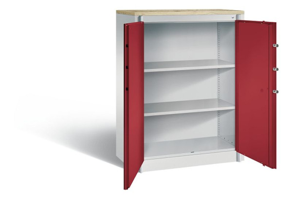 C+P Feuerschutzschrank Certos, H1226xB930xT500mm, Farbe: Lichtgrau / Rubinrot, Klinkengriff, 3 OH, 1171-00 S10328