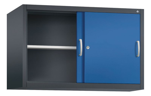 C+P Aufsatzschrank Acurado, H790xB1200xT500mm, Farbe: Schwarzgrau / Enzianblau, Bügelgriff, 2 OH, 2055-00 S10062