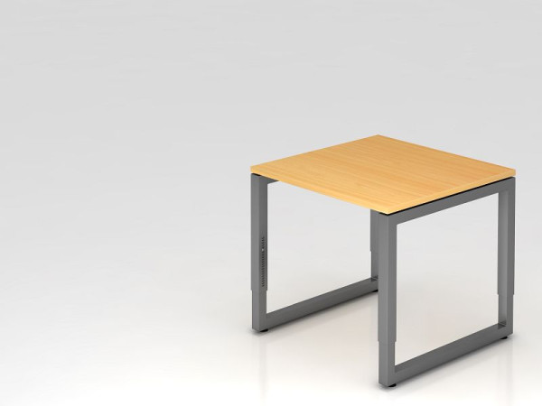 Hammerbacher Schreibtisch O-Fuß eckig 80x80cm Buche/Graphit, Rechteckform mit schwebender Tischplatte, VRS08/6/G