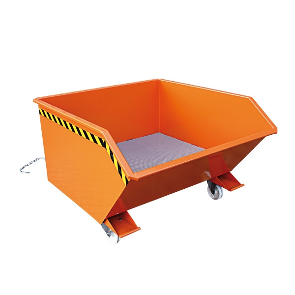 Eichinger Industrie Spänebehälter mit Lochblech-Boden und Ablasshahn, 1000 kg, 300 Liter, reinorange, 20440400000000