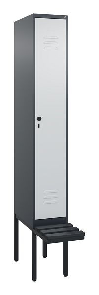 C+P Umkleidespind Classic PLUS, 2120x300x815mm, 7016/7035, Drehriegel, je 2 Doppel-Haken, 0800407-10F S10043