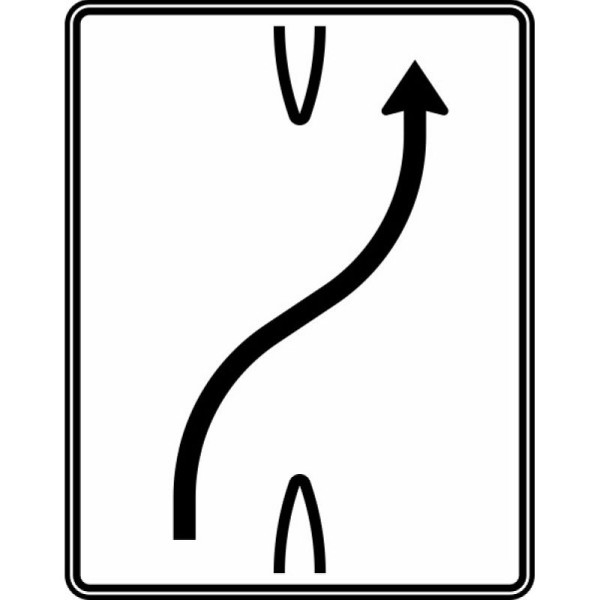 Stein HGS Überleitungstafel, einstreifig nach rechts, RA1/Flachform 2mm, ohne Entfernungsangabe, 1600x1250mm, 501-20-111