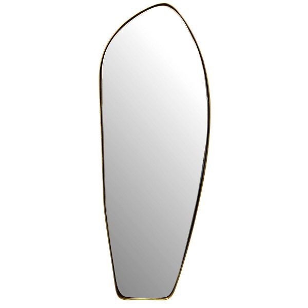 Wohnling Wandspiegel Asymmetrisch 33x90cm Metall Design Hängespiegel Gold, Eisen Dekospiegel Unförmig mit Rahmen, Spiegel Wand Groß, WL7.110