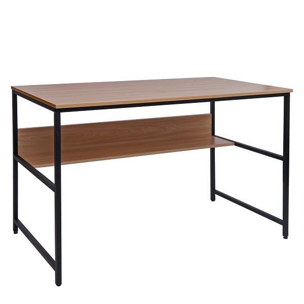 Mendler Schreibtisch HWC-K80, Bürotisch Computertisch Arbeitstisch Ablage, Metall MDF 120x60cm, natur, 98650
