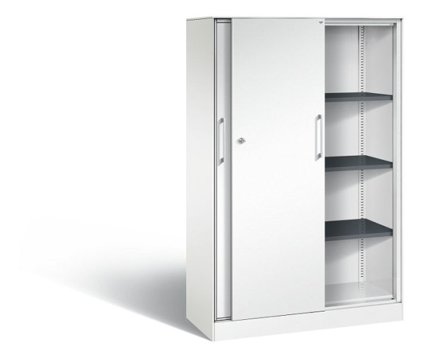 C+P Schiebetürenschrank Asisto, H1635xB1000xT435mm, Farbe: Verkehrsweiß, Bügelgriff, 4 OH, 142012-000 S10058