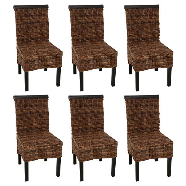 Mendler 6er-Set Esszimmerstuhl Korbstuhl M45 Stuhl Bananengeflecht, dunkel, ohne Kissen, 12409+12409+12409