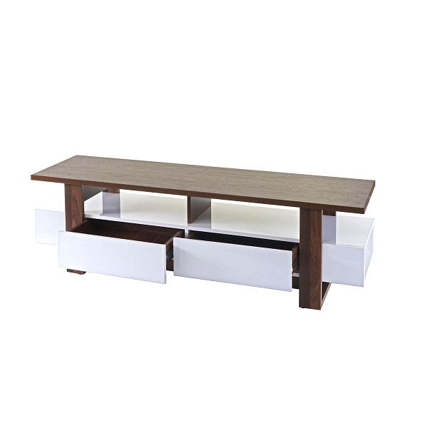 Mendler TV-Rack HWC-B51, Fernsehtisch Lowboard Schrank, 3D-Struktur Walnuss-Optik hochglanz 46x150x45cm, 61095+61096