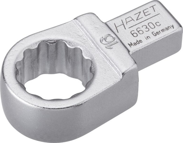 Hazet Einsteck-Ringschlüssel, Einsteck-Vierkant 9 x 12 mm, Außen-Doppel-Sechskant-Tractionsprofil, 16 mm, 6630C-16