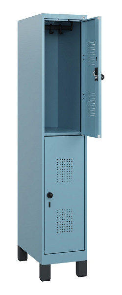 C+P Doppelstöckiger Spind Evolo PLUS, Füße, 2 Fächer, 1630x300x500mm, 0010/0010, Drehriegel, 0493105-10 S10025
