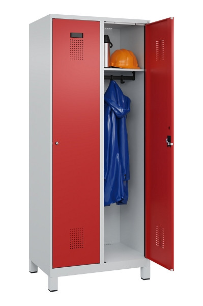 C+P Spind Evolo PLUS, mit Füßen, 2 Abteile, 1950x800x500mm, 7035/3000, Verschluss Zylinderschloss, Ablageböden 2, 049010-22 S10030