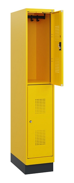 C+P Doppelstöckiger Spind Evolo PLUS, Sockel, 2 Fächer, 1630x300x500mm, 1023/102, Zylinderschloss, 0493205-10 S10062