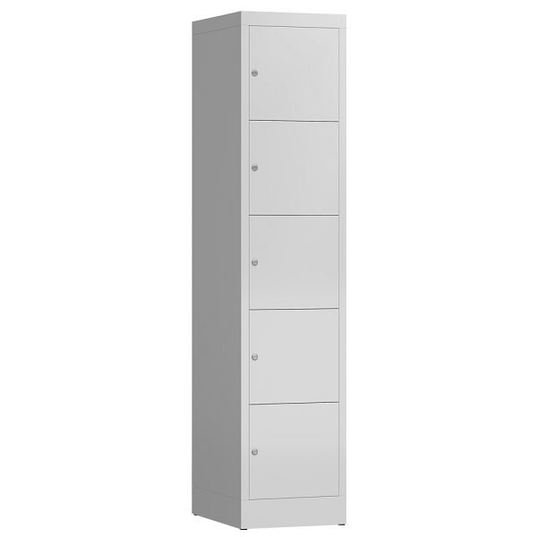 Lüllmann ClassiX Schließfachschrank, 1 Abteil, 5 Fächer, 1800 x 415 x 500 mm, signalweiß, X-523517