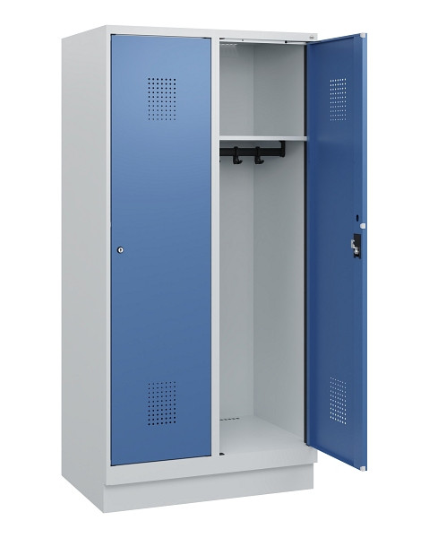 C+P Spind Evolo PLUS, Sockel, 2 Abteile, 1630x800x500mm, 7035/5023, Zylinderschloss, 0490205-22 S10033