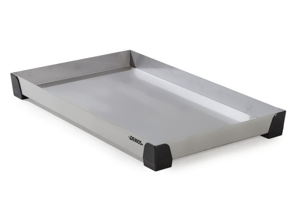 DENIOS Kleingebindewanne aus Edelstahl, 30 Liter Auffangvolumen, 987 x 600 x 95 mm, 328404