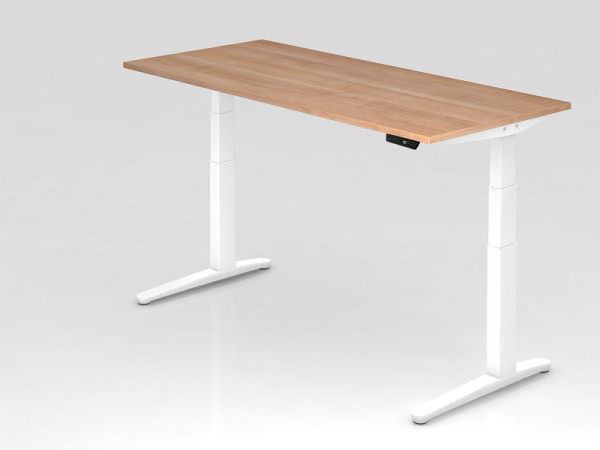 Hammerbacher Sitz-Steh-Schreibtisch elektrisch 180x80cm Nussbaum/Weiß, Rechteckform, VXBHM19/N/WW