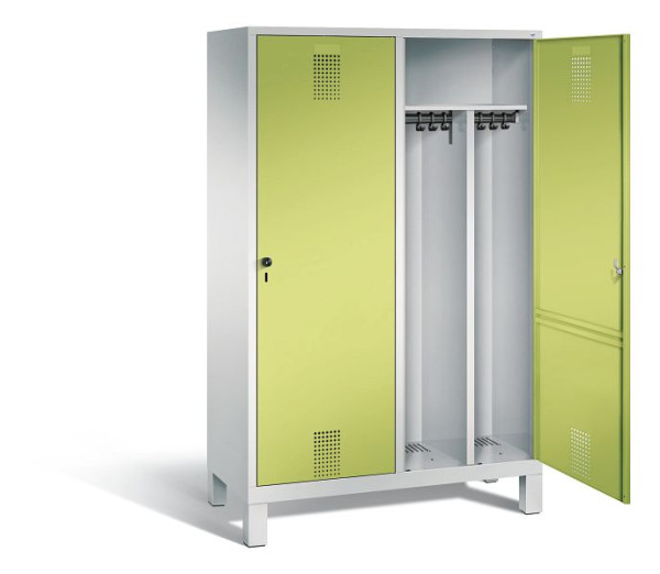 C+P Schwarz-Weiss-Spind Evolo, H1850xB1190xT500mm, Farbe: Lichtgrau / Viridingrün, 48210-40 S10068